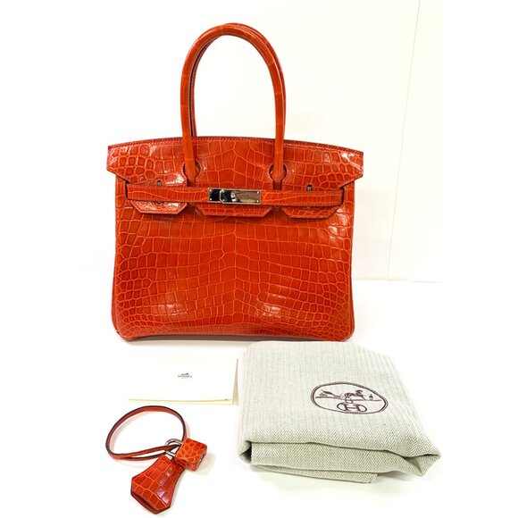 Hermès Birkin 30cm – Geranium Niloticus Crocodile – Palladium Hardware - Picture 6 of 7